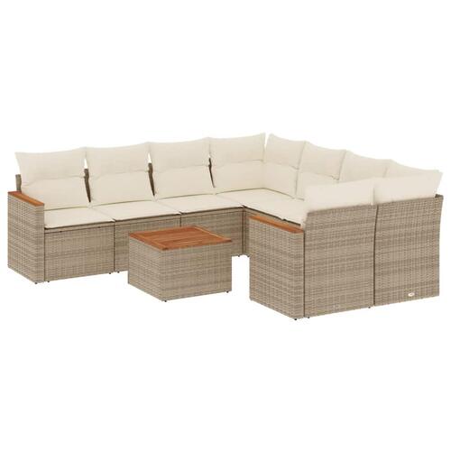 Sofasæt til haven 9 dele med hynder polyrattan beige