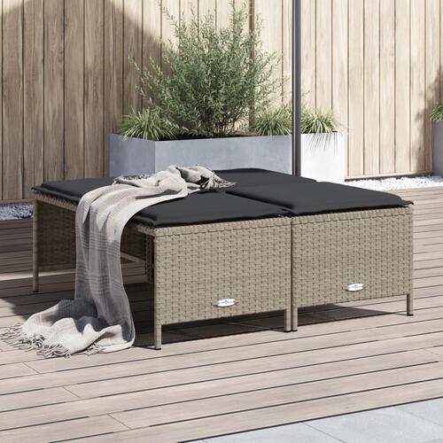 Haveskamler 4 stk. med hynder polyrattan lysegrå