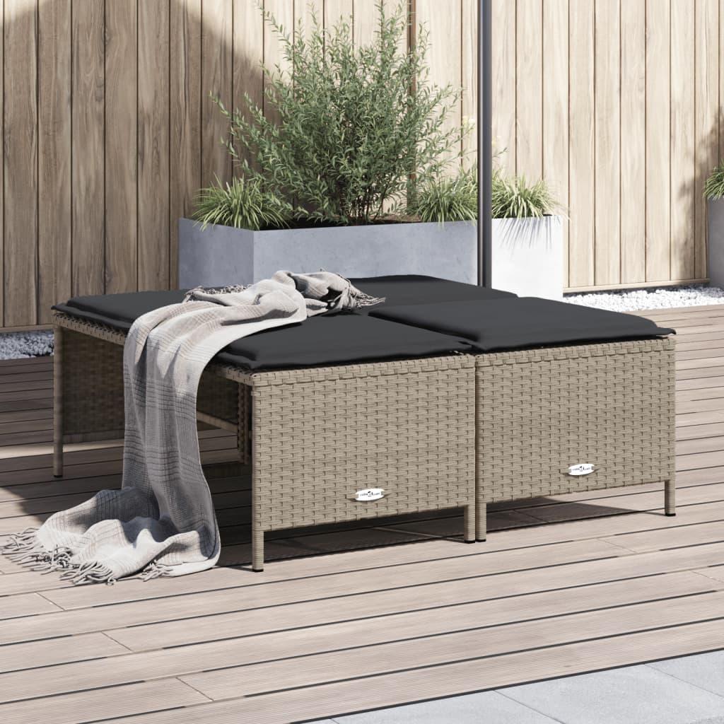 Haveskamler 4 stk. med hynder polyrattan lysegrå