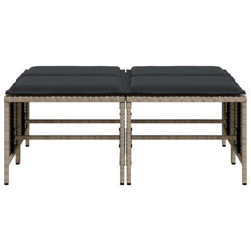 Haveskamler 4 stk. med hynder polyrattan lysegrå