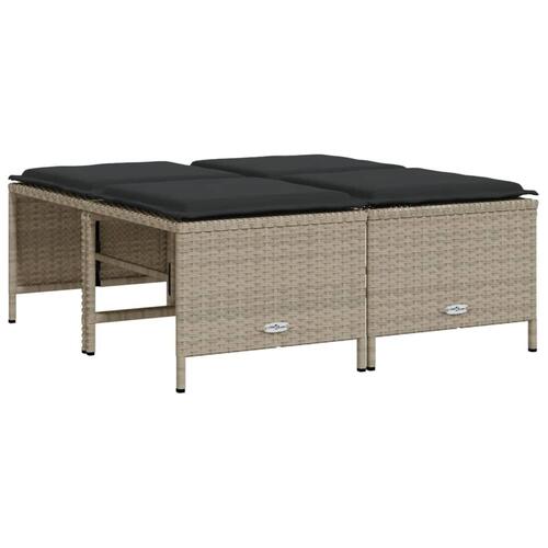 Haveskamler 4 stk. med hynder polyrattan lysegrå