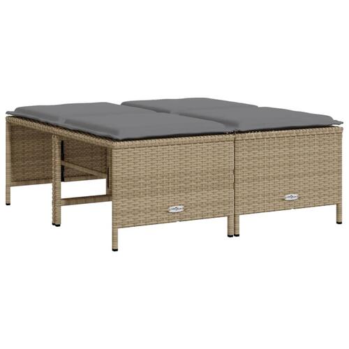 Haveskamler 4 stk. med hynder polyrattan beige