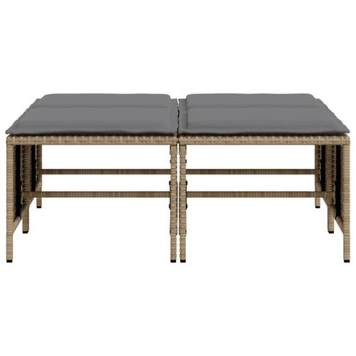 Haveskamler 4 stk. med hynder polyrattan beige