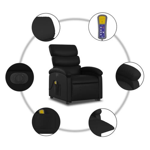 Massagestol med løftefunktion kunstlæder sort