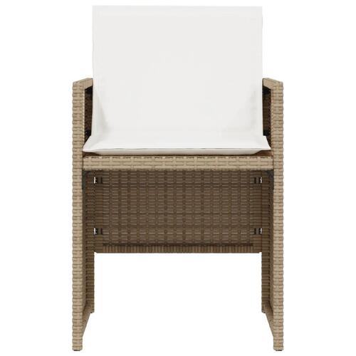 Bistrosæt til haven 3 dele med hynder polyrattan beige