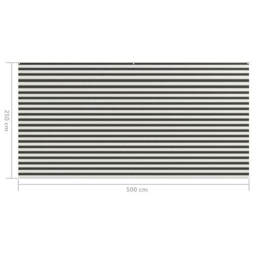 Telttæppe 250x500 cm antracitgrå og hvid
