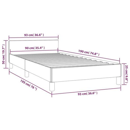 Sengeramme med hovedgærde uden madras Sort 90x190 cm Stof