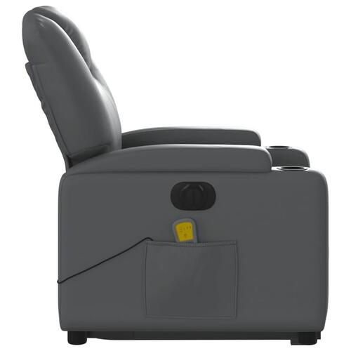 Massagestol med løftefunktion kunstlæder grå