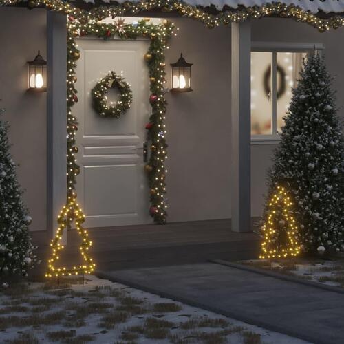 Juledekoration med jordspyd juletræsfigur 80 LED'er 60 cm
