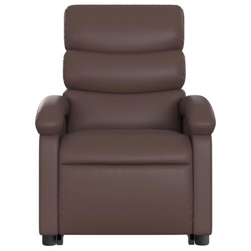 Massagestol med løftefunktion kunstlæder brun