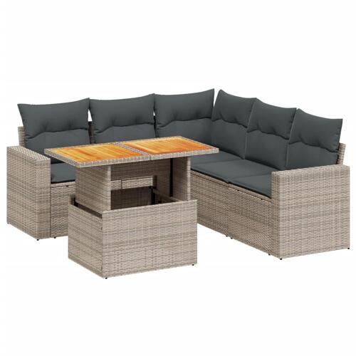 Sofasæt til haven 6 dele med hynder polyrattan grå