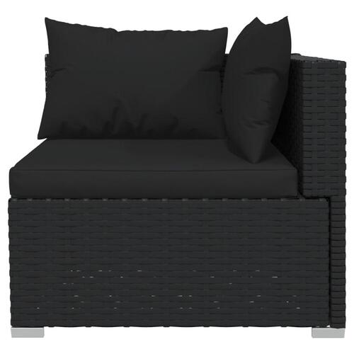 Loungesæt til haven 6 dele med hynder polyrattan sort