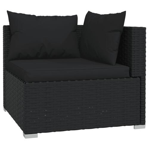 Loungesæt til haven 6 dele med hynder polyrattan sort