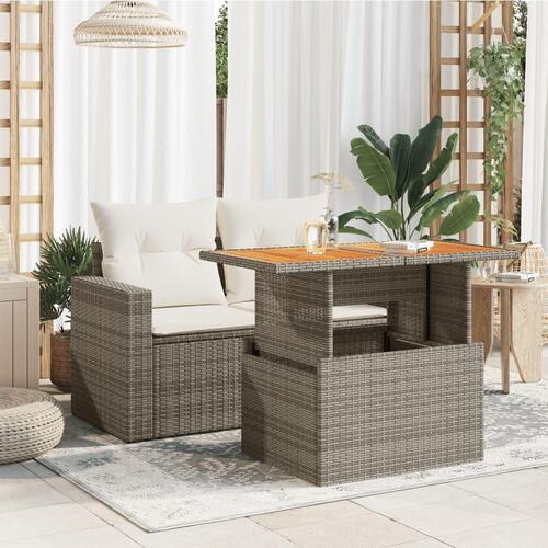 Havebord 100x55x73 cm polyrattan og akacietræ grå