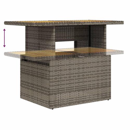 Havebord 100x55x73 cm polyrattan og akacietræ grå
