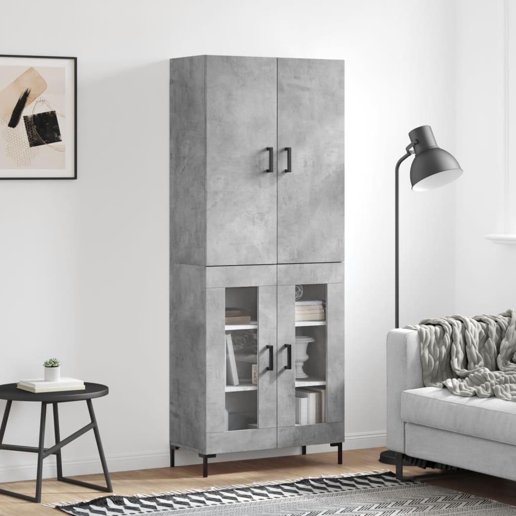 Højskab 69,5×34×180 cm i konstrueret træ - betongrå