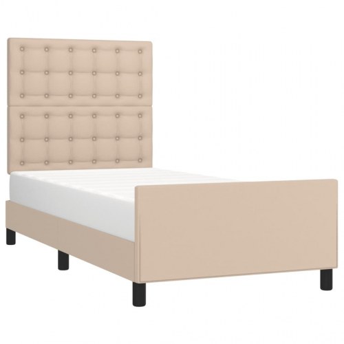 Sengeramme med sengegavl 80×200 cm i kunstlæder - cappuccino