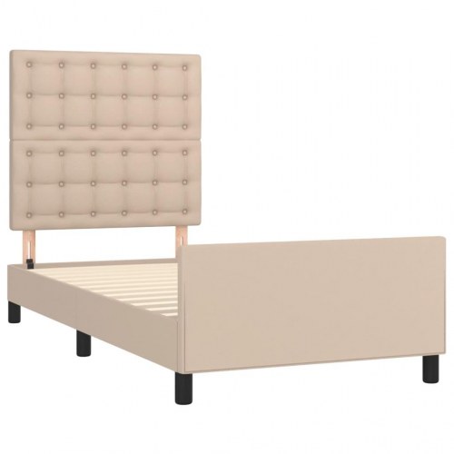 Sengeramme med sengegavl 80×200 cm i kunstlæder - cappuccino