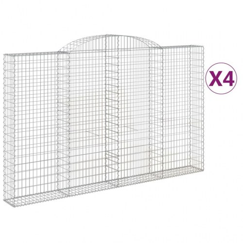 Buede gabionkurve 4 stk. 300x30x180/200 cm galvaniseret jern