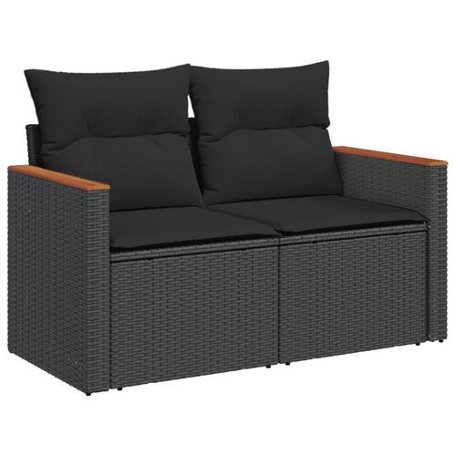 Sofasæt til haven 6 dele med hynder polyrattan sort