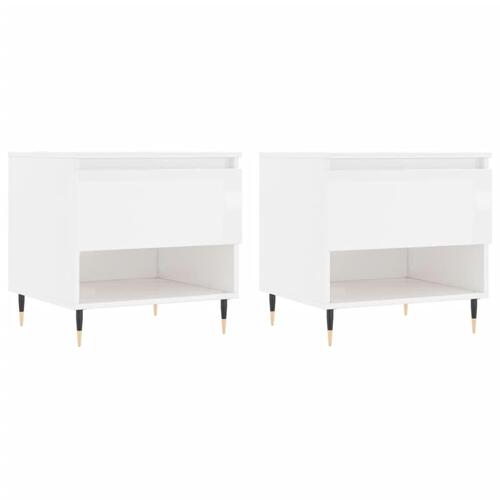 Sofaborde 2 stk. 50x46x50 cm konstrueret træ hvid højglans