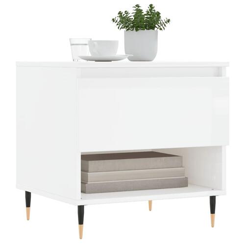 Sofaborde 2 stk. 50x46x50 cm konstrueret træ hvid højglans