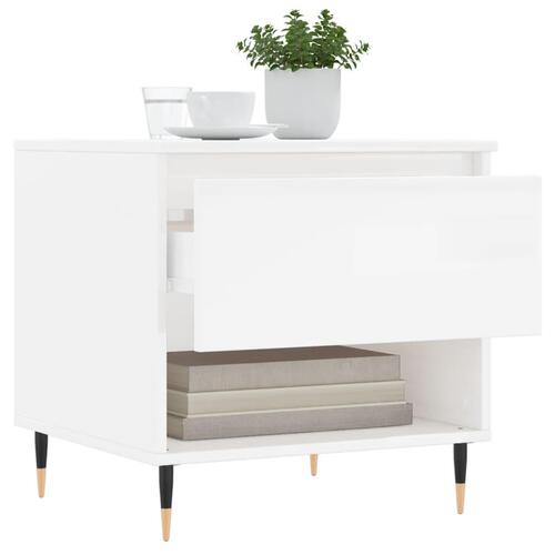Sofaborde 2 stk. 50x46x50 cm konstrueret træ hvid højglans