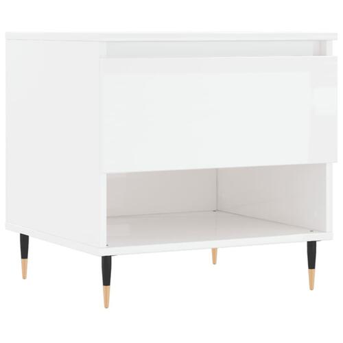 Sofaborde 2 stk. 50x46x50 cm konstrueret træ hvid højglans
