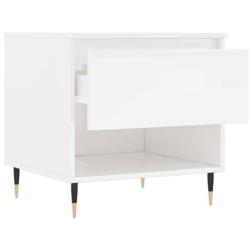 Sofaborde 2 stk. 50x46x50 cm konstrueret træ hvid højglans