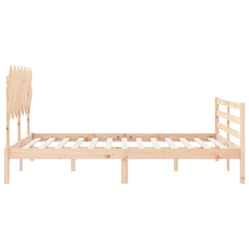Sengeramme med sengegavl kingsize massivt træ