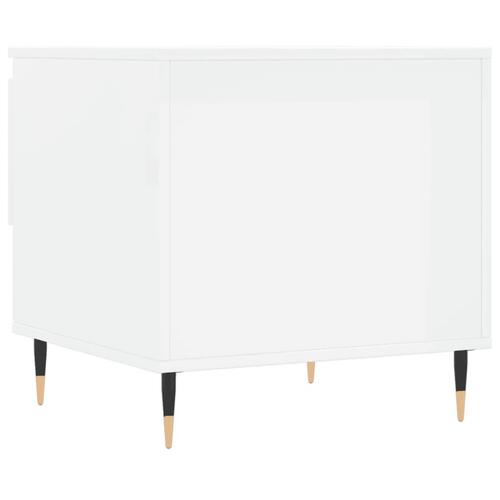 Sofaborde 2 stk. 50x46x50 cm konstrueret træ hvid højglans