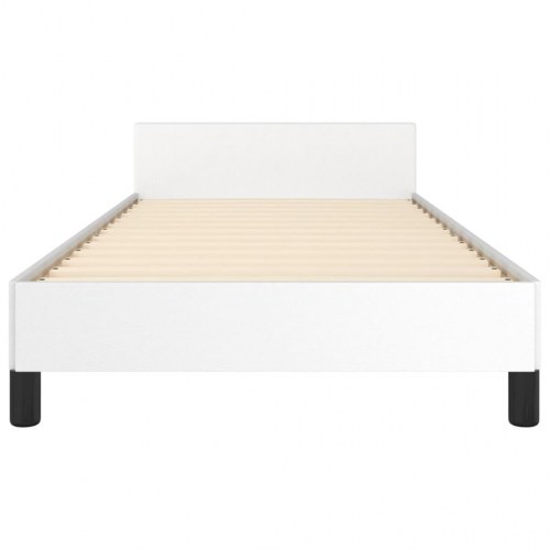 Sengeramme med sengegavl 90×190 cm - kunstlæder, hvid
