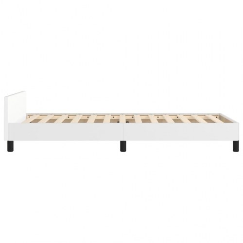 Sengeramme med sengegavl 90×190 cm - kunstlæder, hvid
