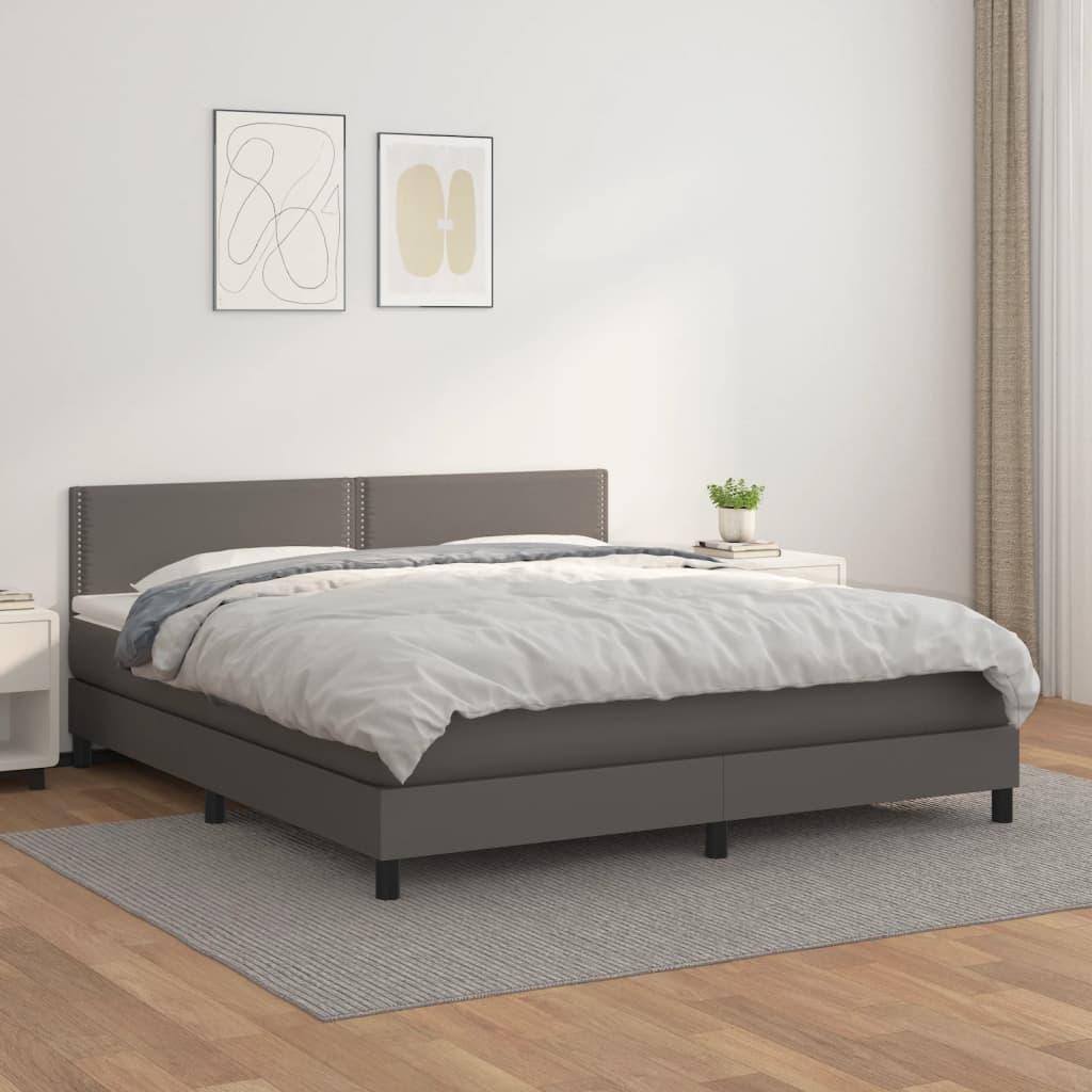Kontinentalseng med madras 180x200 cm kunstlæder grå billede