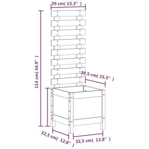 Plantekasse med stativ 39x39,5x114 cm massivt fyrretræ