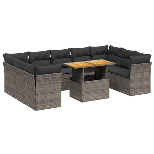 Sofasæt til haven 10 dele med hynder polyrattan grå