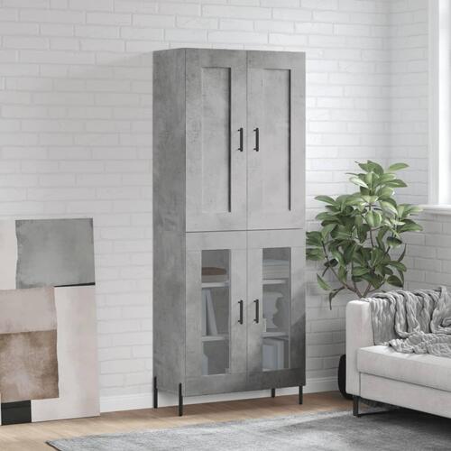 Højskab 69,5x34x180 cm konstrueret træ betongrå