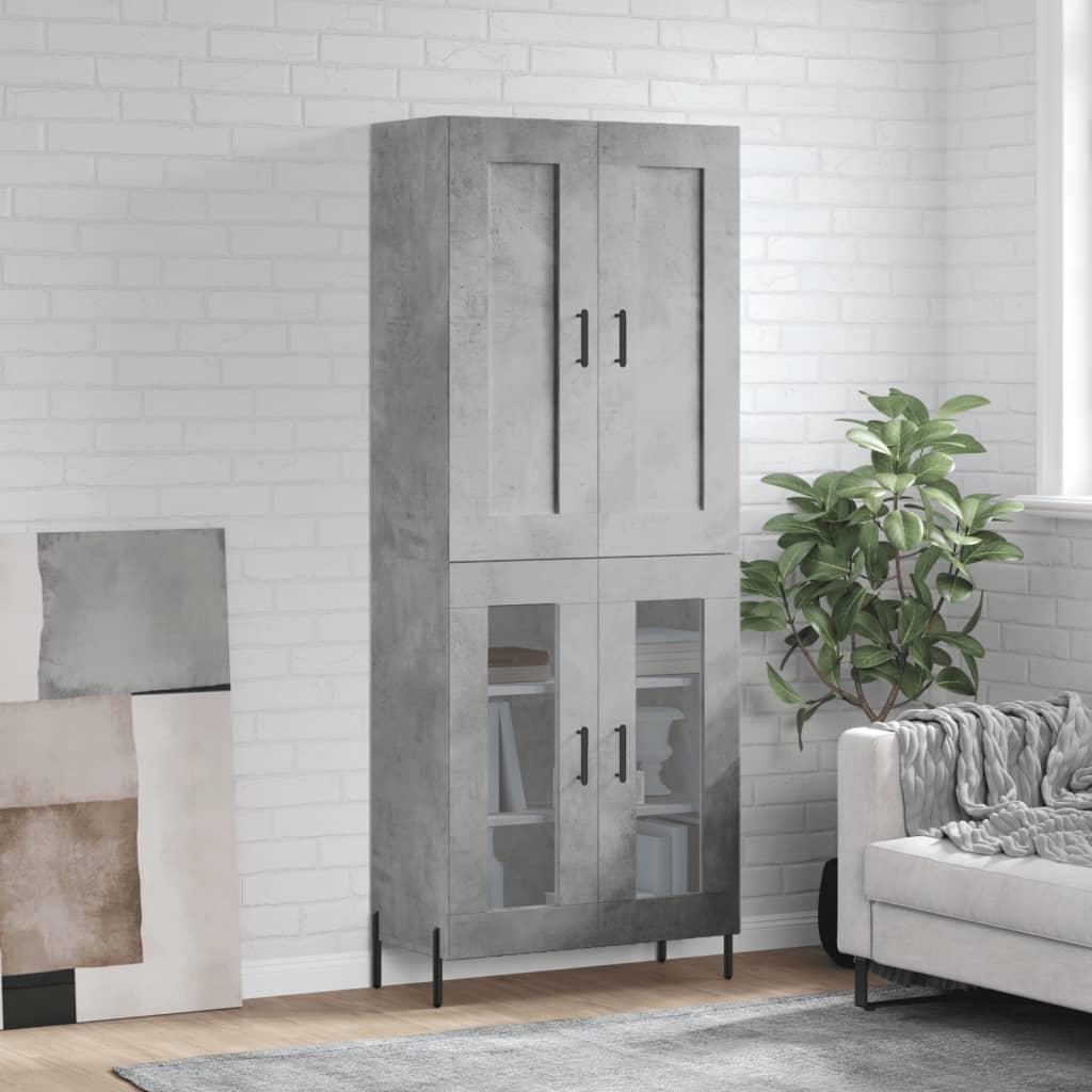 Højskab 69,5x34x180 cm konstrueret træ betongrå