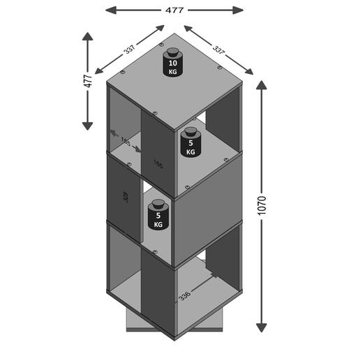FMD roterende arkivskab åbent 34 x 34 x 107 cm antik egetræsfarve