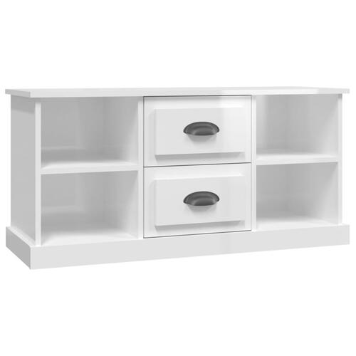Tv-bord 99,5x35,5x48 cm konstrueret træ hvid højglans