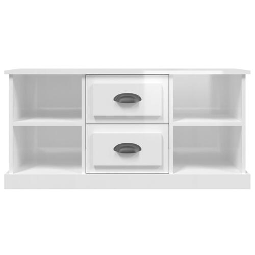 Tv-bord 99,5x35,5x48 cm konstrueret træ hvid højglans