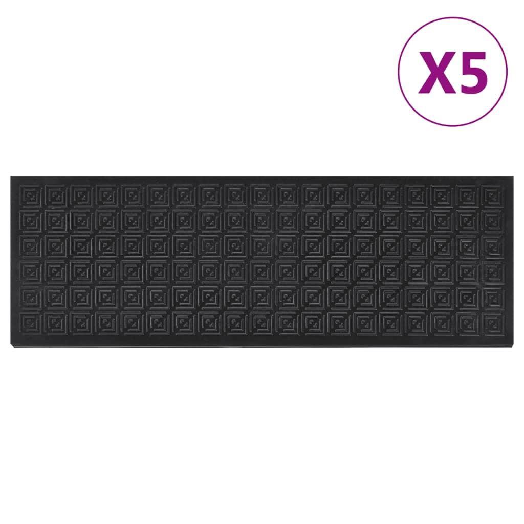 Trappemåtter i gummi - 5 stk., 25 × 75 cm, sort billede