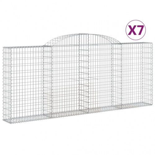 Buede gabionkurve 7 stk. - 300×30×120/140 cm i galvaniseret jern
