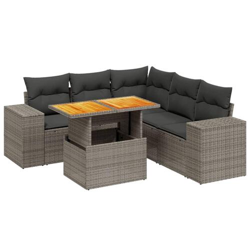 Sofasæt til haven 6 dele med hynder polyrattan grå