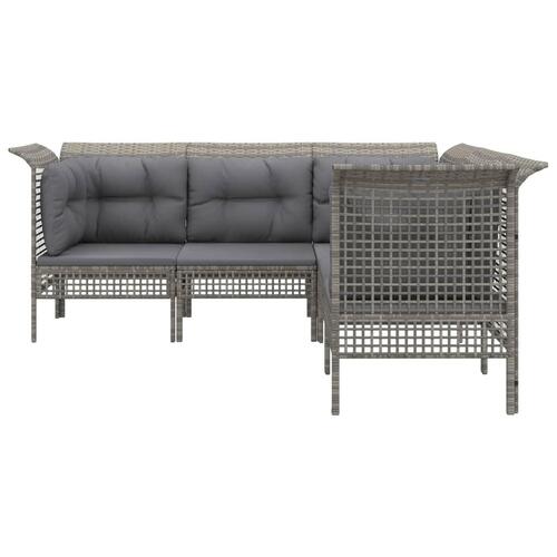 Loungesæt til haven 5 dele med hynder polyrattan grå