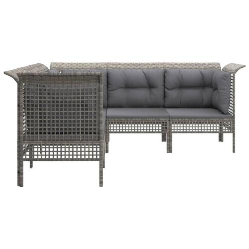 Loungesæt til haven 5 dele med hynder polyrattan grå