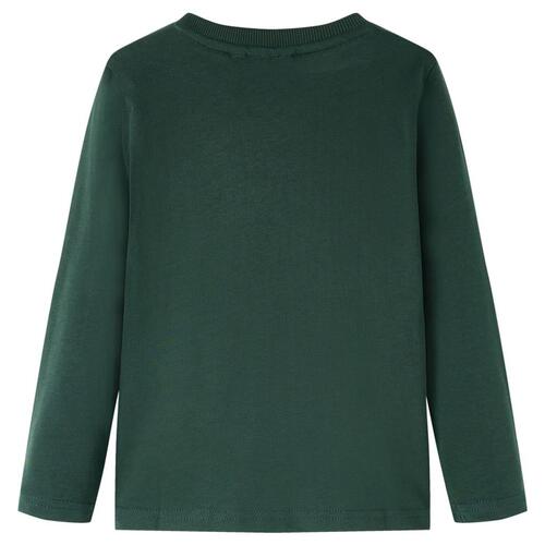 Langærmet T-shirt til børn str. 92 mørkegrøn