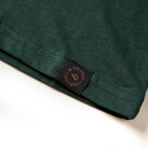 Langærmet T-shirt til børn str. 92 mørkegrøn