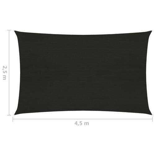 Solsejl 2,5x4,5 m 160 g/m² HDPE sort