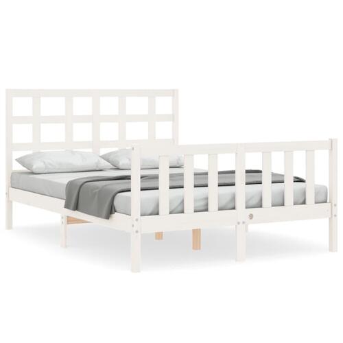 Sengeramme med sengegavl Small Double massivt træ hvid